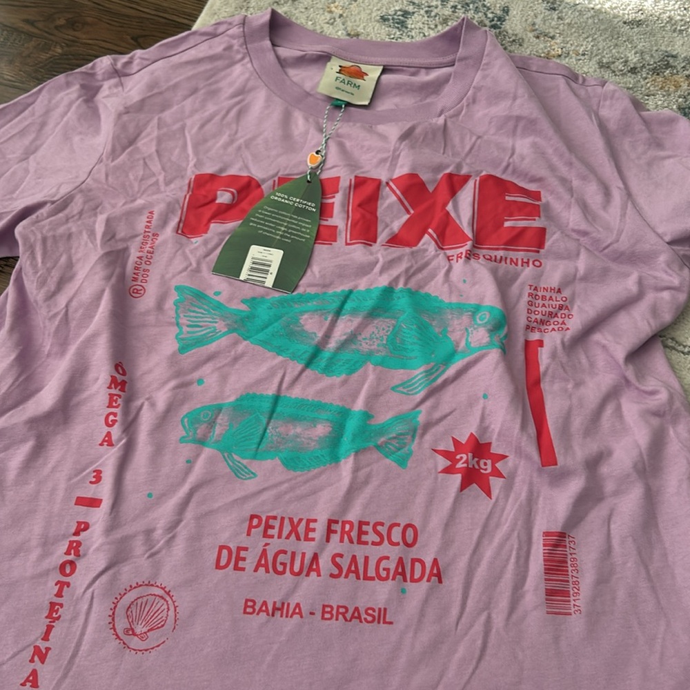 FARM Rio Lilac Peixe Fish Graphic T-Shirt - Picture 5 of 11